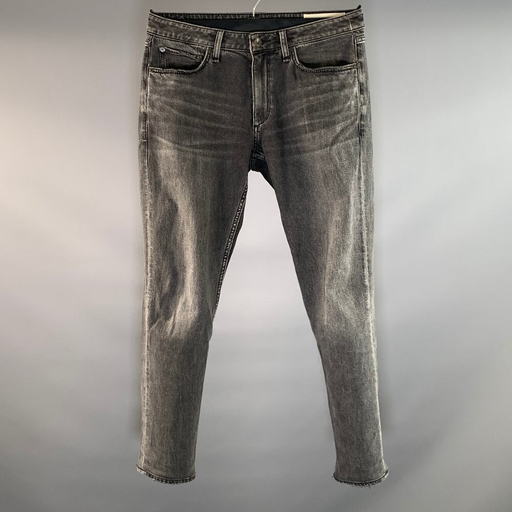 RAG & BONE Size 31 Grey Charcoal MED24S1215FHWB Wash Cotton Blend Low Rise Jeans
